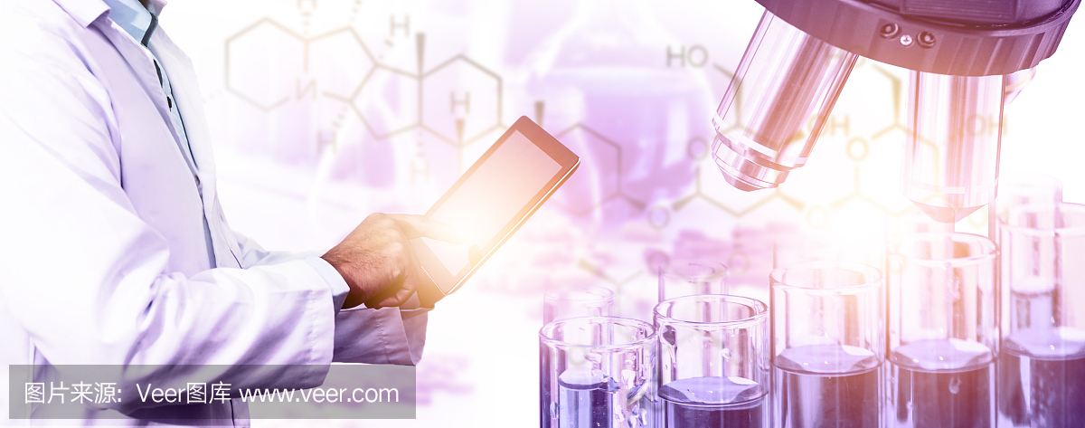 科学和医学实验室的双重曝光图像。